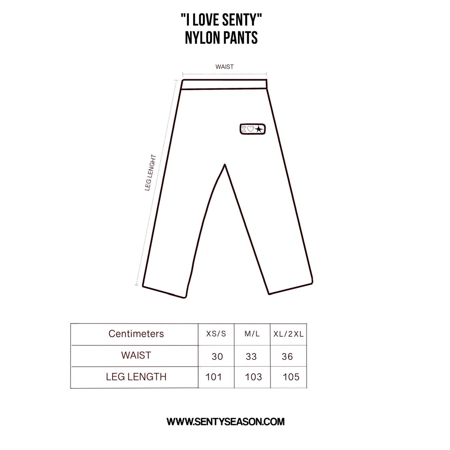 "I LOVE SENTY" Nylon Fucsia Pants