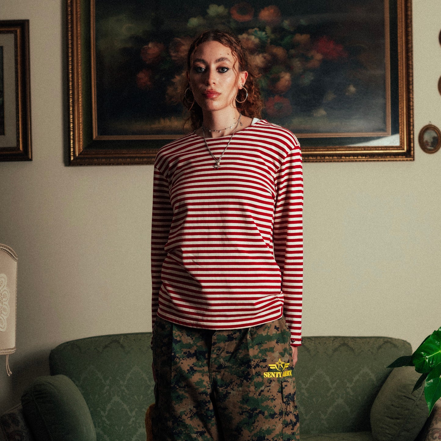 “SENTY ARMY” Red Striped Longsleeve