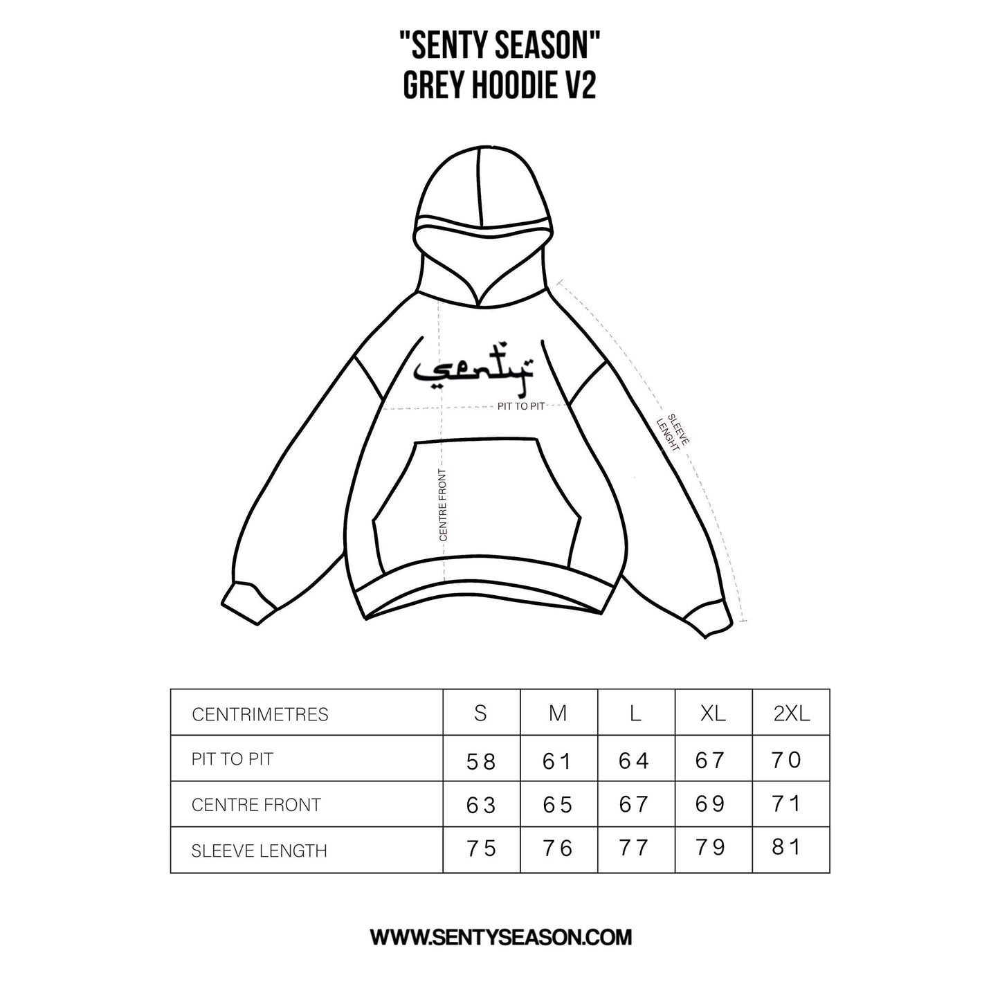 "SENTY SEASON" Grey Hoodie V2