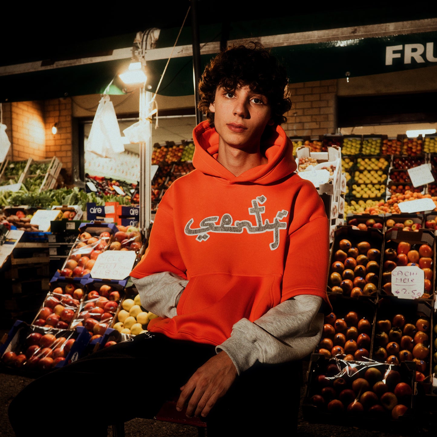 “SENTY SEASON” Halloween Double Sleeve Orange Hoodie