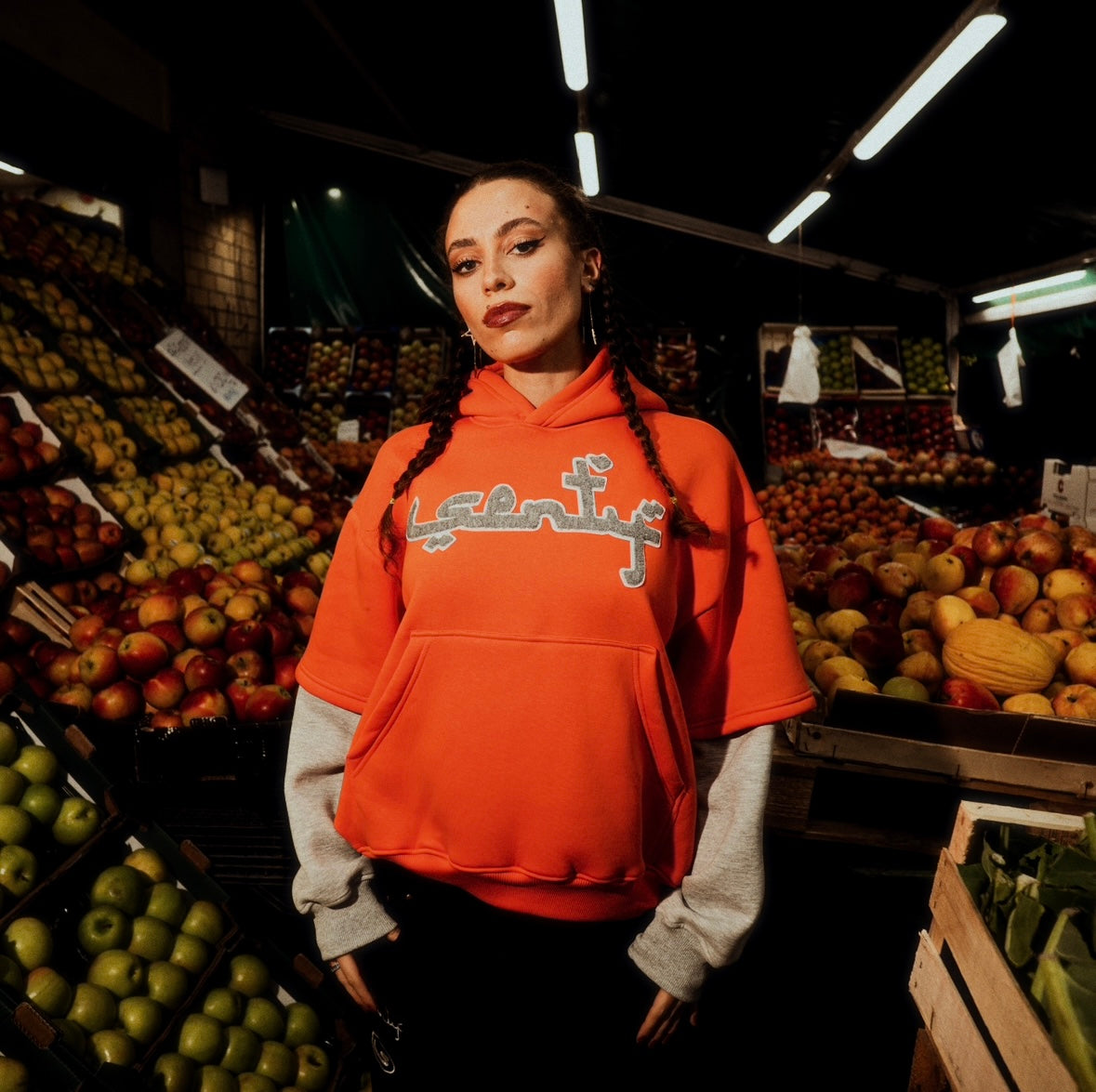 “SENTY SEASON” Halloween Double Sleeve Orange Hoodie