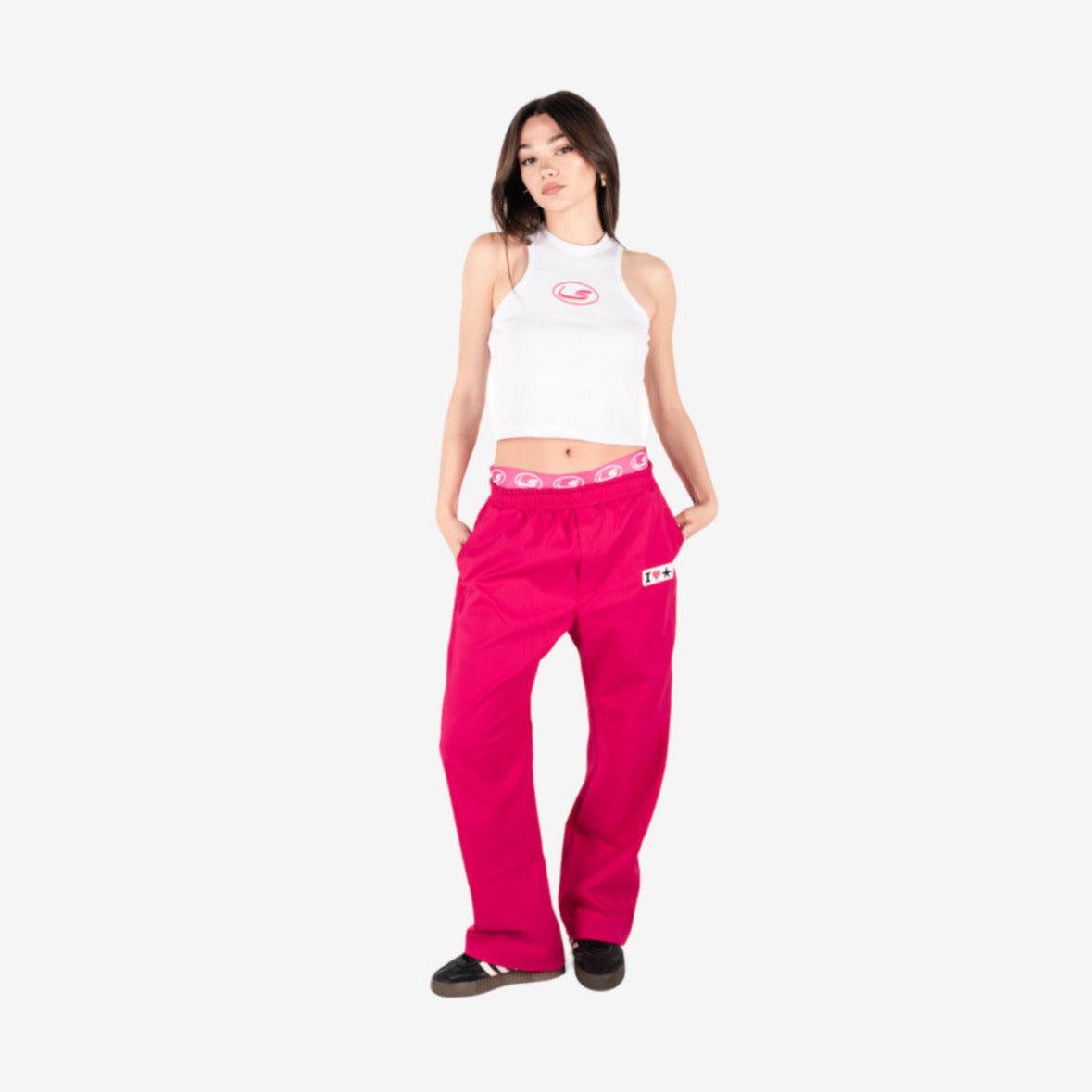 "I LOVE SENTY" Nylon Fucsia Pants