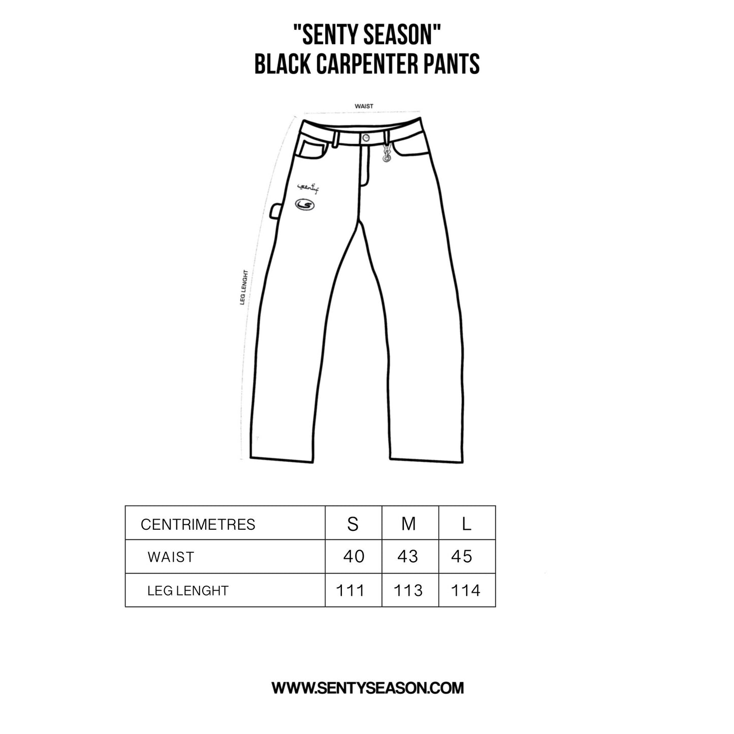 "SENTY SEASON" Black Carpenter Pants