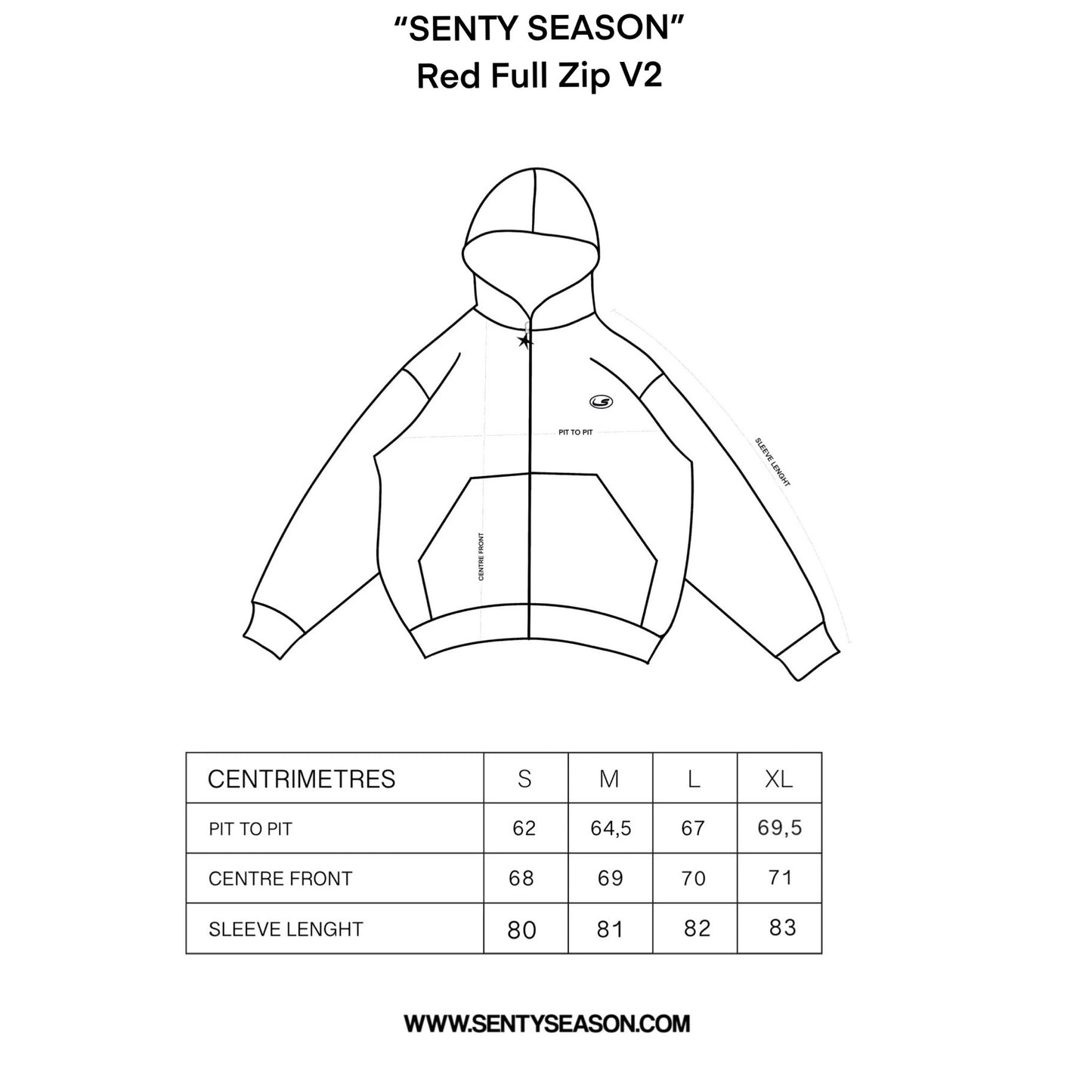 "SENTY SEASON" Red Full Zip V2