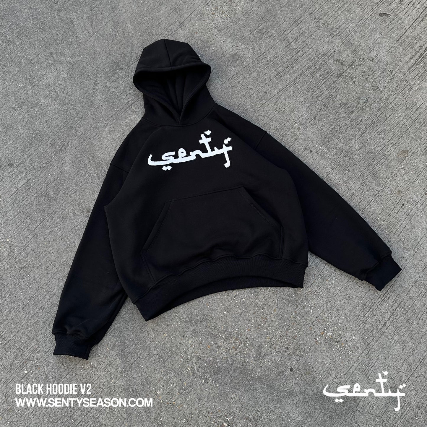 "SENTY SEASON" Black Hoodie V2